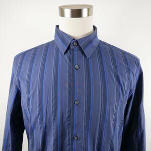 Banana Republic Mens Button Down Shades of Blue Striped Shirt XL 17-17.5